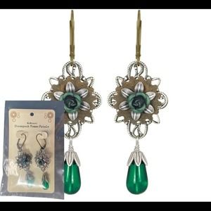 New Victorian / Steampunk "Josephine March" Leverback Drop Rose Earrings